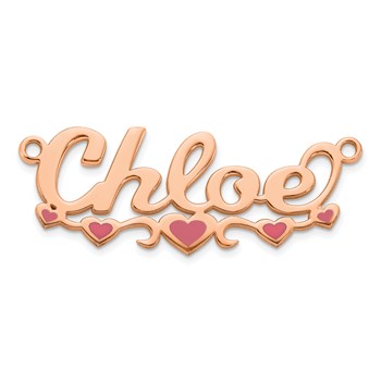 14kk Rose Gold Epoxy Hearts Name Plate