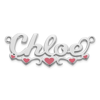 14k White Gold Epoxy Hearts Name Plate