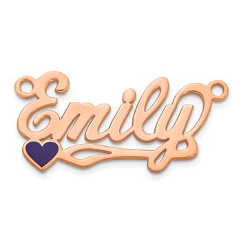14k Rose Gold Epoxy Heart  Name Plate