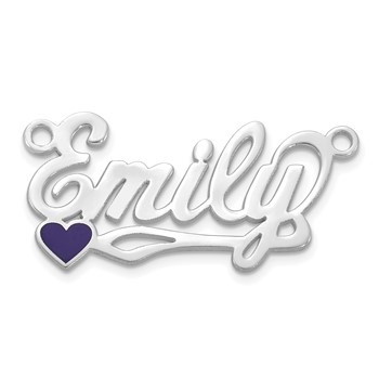 Sterling Silver/Rhodium-plated Epoxy Heart Name Plate