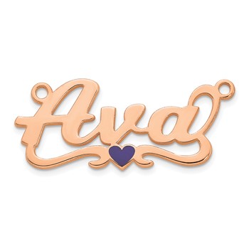 14k Rose Gold Epoxy Heart Name Plate — alternate view