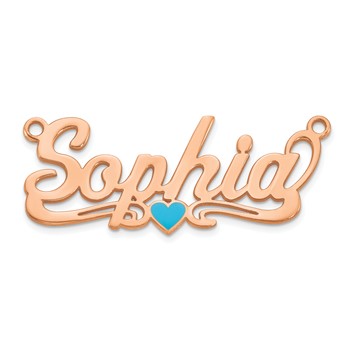 Sterling Silver/Rose-plated Epoxy Heart Name Plate