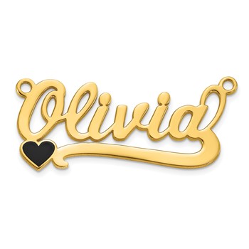 Sterling Silver/Gold-plated Epoxy Heart Name Plate