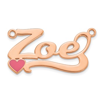 Sterling Silver/Rose-plated Epoxy Heart Name Plate — alternate view