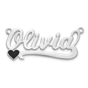 14k White Gold Epoxy Heart Name Plate