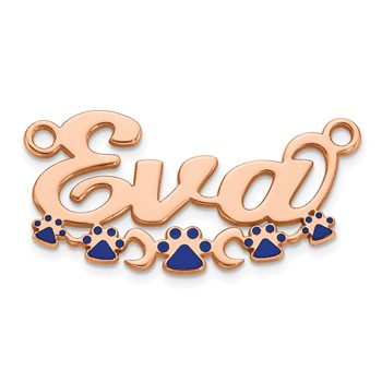 14k Rose Gold Epoxy Paw Print Name Plate — alternate view