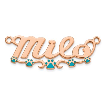 14k Rose Gold Epoxy Paw Print Name Plate