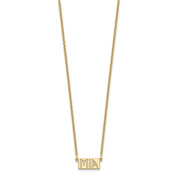 sterling Silver/Gold-plated 1-3 Letter cut-out Name Bar Necklace — alternate view