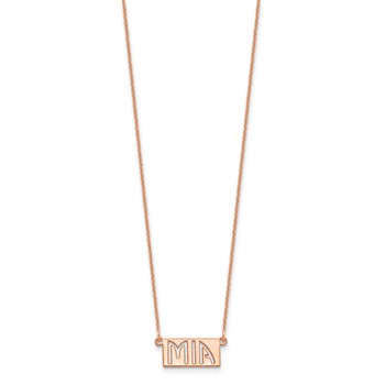 14k Rose Gold 1-3 Letter cut-out Name Bar Necklace — alternate view