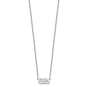 SS/Rhodium-plated 1-3 Letter cut-out Name Bar Necklace — alternate view