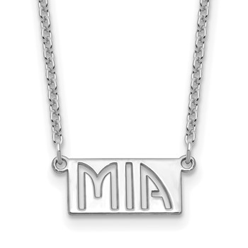 SS/Rhodium-plated 1-3 Letter cut-out Name Bar Necklace