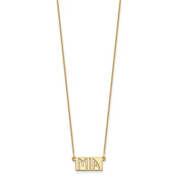 14k Yellow Gold 1-3 Letter cut-out Name Bar Necklace — alternate view