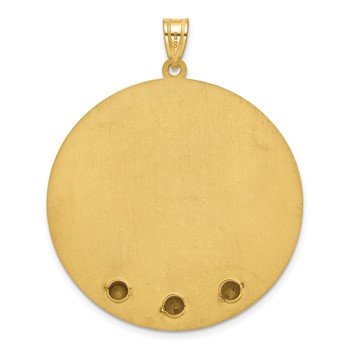SS/Gold-Plated Circle w/3 Birth Flower and Birthstone Pendant — alternate view