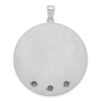 14k White Gold Circle w/3 Birth Flower and Birthstone Pendant — alternate view