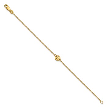 14k Yellow Gold Brushed 1 Station Disc with Epoxy Initial Bracelet — alternate view