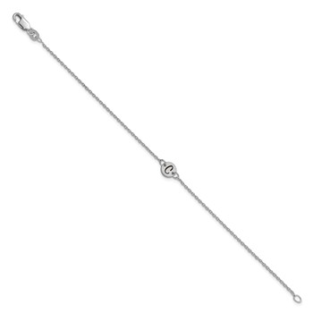 14k White Gold Brushed 1 Station Disc with Epoxy Initial Bracelet — alternate view