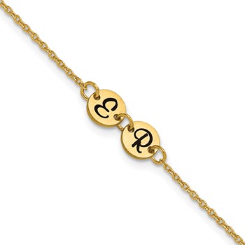 SS/Gold-plated Brushed 2 Station Disc with Epoxy Initial Bracelet