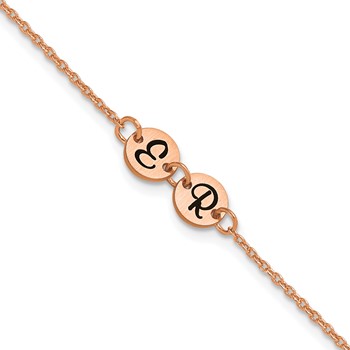 SS/Rose-plated Brushed 2 Station Disc with Epoxy Initial Bracelet