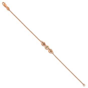 SS/Rose-plated Brushed 3 Station Disc with Epoxy Initial Bracelet — alternate view