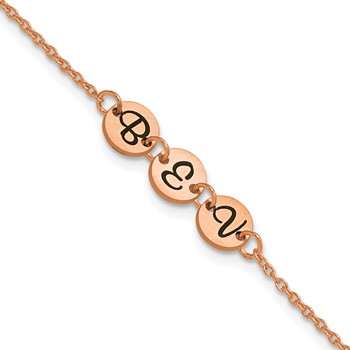 SS/Rose-plated Brushed 3 Station Disc with Epoxy Initial Bracelet
