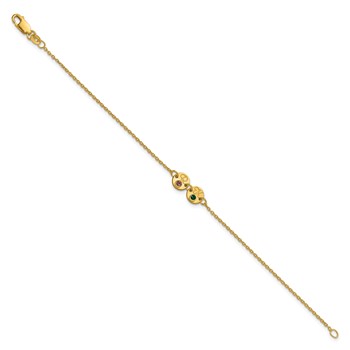 SS/Gold-plated 2 Disc with Initial and Birthstone Bracelet — alternate view