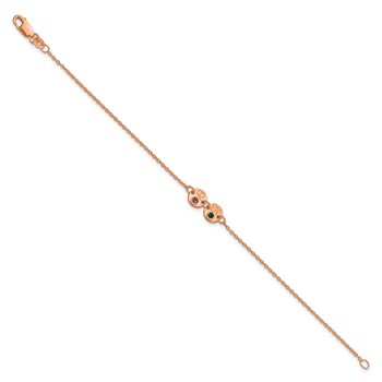 SS/Rose-plated 2 Disc with Initial and Birthstone Bracelet — alternate view