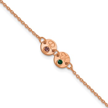 SS/Rose-plated 2 Disc with Initial and Birthstone Bracelet