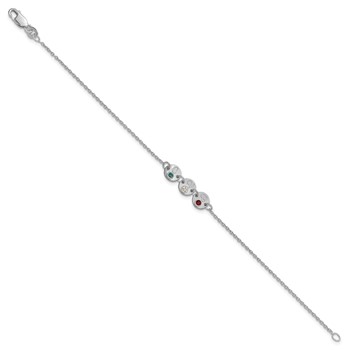 14k White Gold 3 Disc with Initial and Birthstone Bracelet — alternate view