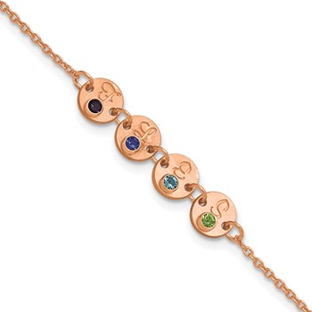 SS/Rose-plated 4 Disc with Initial and Birthstone Bracelet