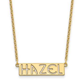 Sterling Silver/Gold-plated 4-6 Letter cut-out Name Bar Necklace