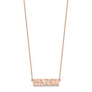 14k Rose Gold 4-6 Letter cut-out Name Bar Necklace — alternate view