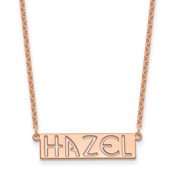 Sterling Silver/Rose-plated 4-6 Letter cut-out Name Bar Necklace