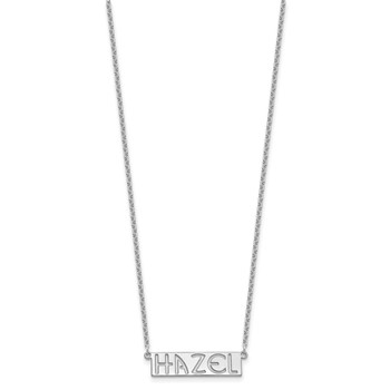 Sterling Silver/Rhodium-plated 4-6 Letter cut-out Name Bar Necklace — alternate view