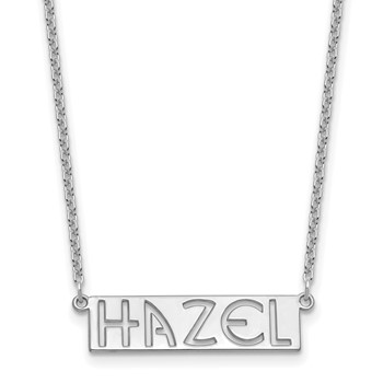 Sterling Silver/Rhodium-plated 4-6 Letter cut-out Name Bar Necklace