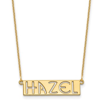 14k Yellow Gold 4-6 Letter cut-out Name Bar Necklace