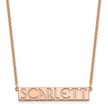 Sterling Silver/Rose-plated 7-9 Letter cut-out Name Bar Necklace
