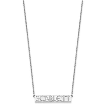 SS/Rhodium-plated 7-9 Letter cut-out Name Bar Necklace — alternate view