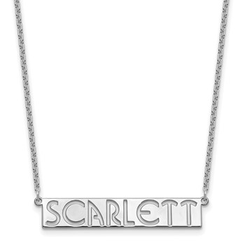SS/Rhodium-plated 7-9 Letter cut-out Name Bar Necklace