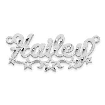 14k White Gold Diamond-cut Cut-out Stars Name Plate