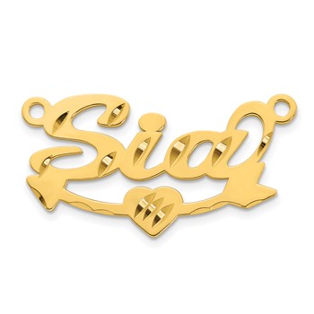 SS/Gold-plated Diamond-cut Heart and Arrow Name Plate — alternate view