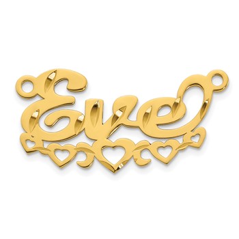 14k Yellow gold Diamond-cut Cut-out Hearts Name Plate — alternate view