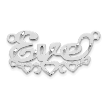 SS/Rhodium-plated Diamond-cut Cut-out Hearts Name Plate — alternate view