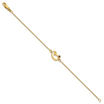 14k Yellow Gold Initial and Birthstone Bracelet — alternate view