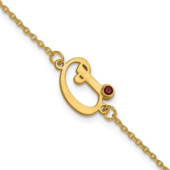 14k Yellow Gold Initial and Birthstone Bracelet