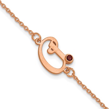 Sterling Silver/Rose-plated Initial and Birthstone Bracelet