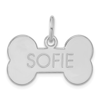Sterling Silver /Rhodium-plated Small Bone Animal Information Tag