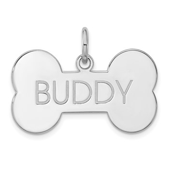Sterling Silver/Rhodium-plated Large Bone Animal Information Tag
