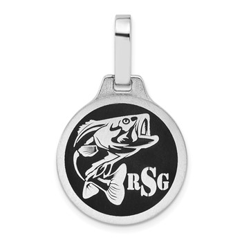 SS/Rhod-plated Satin and Epoxy Round Monogram Pendant