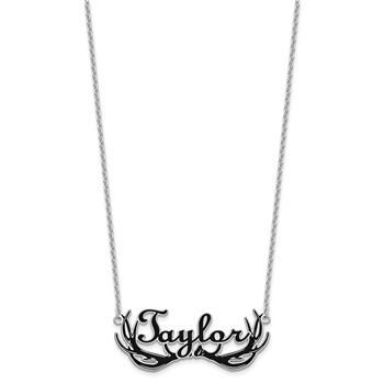 Sterling Silver/Rhod-plated/Rhodium-plated Antler Name Plate — alternate view