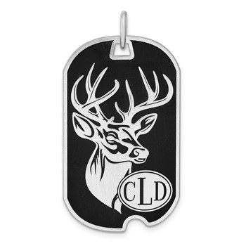 Sterling Silver/Rhod-plated Satin and Epoxy Monogram Dog Tag